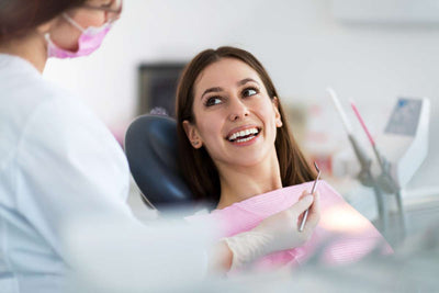 female patient on clinic for dental bridges